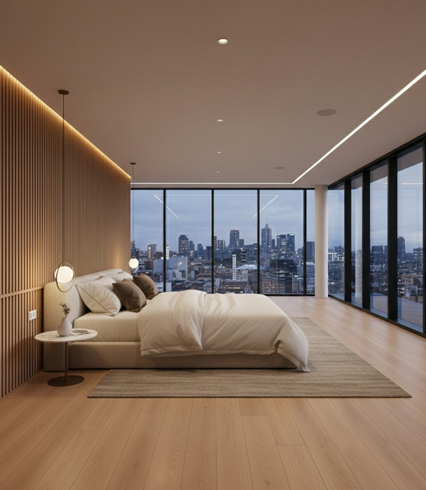 Modern minimalist  style open bedroom 