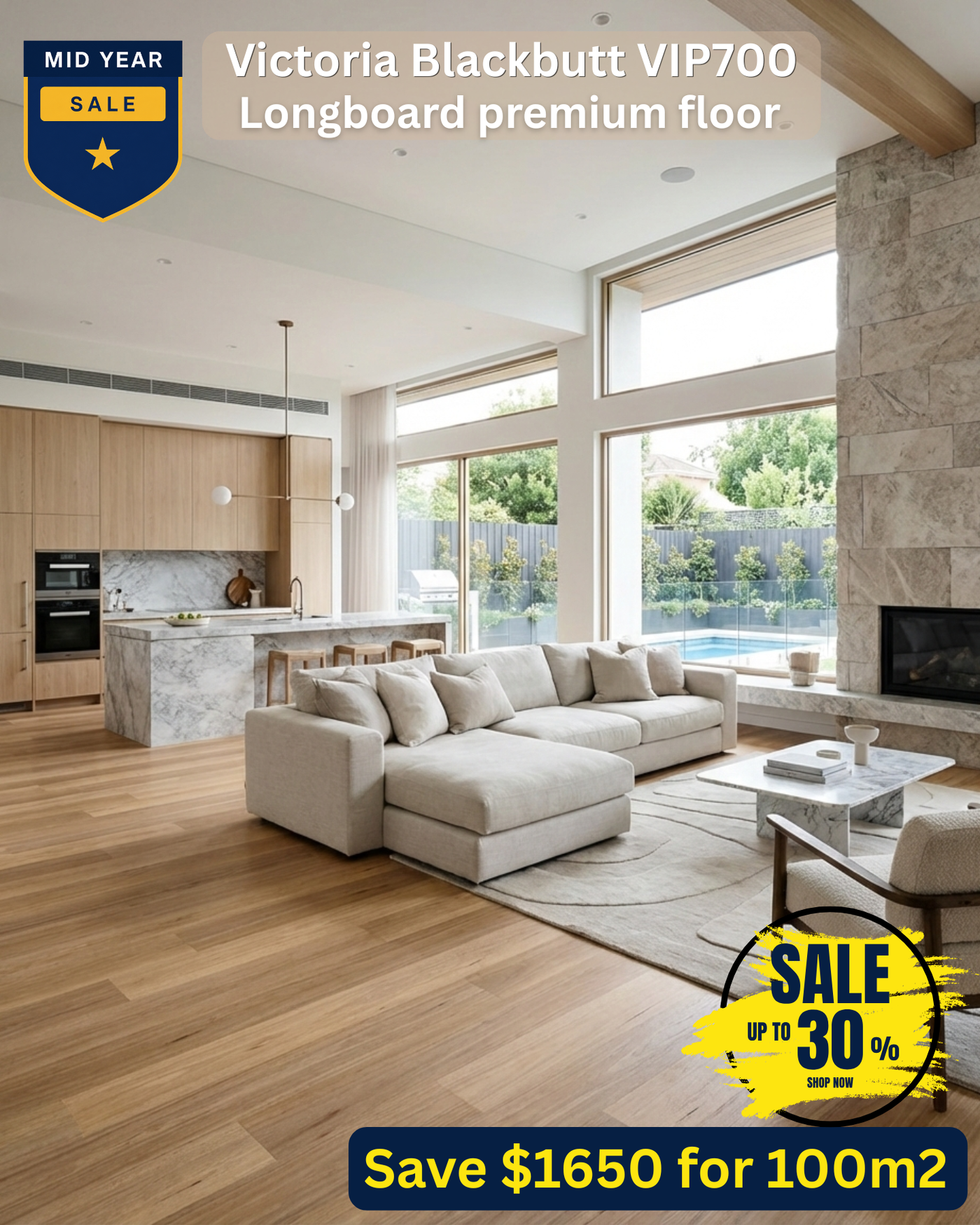 Victoria Blackbutt 7mm Hybrid Flooring (VIP700)
