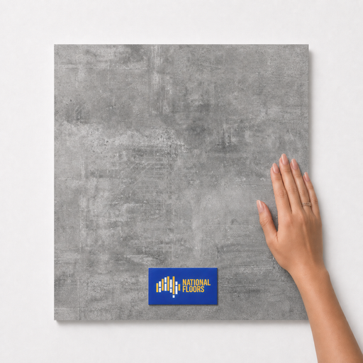 Oslo Slate TK30 600x600 tile with hand scale and National Floors card