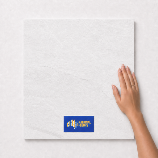 Pale Ivory TM36 600x600 tile with hand scale and National Floors card