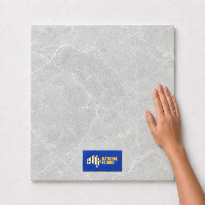 Fog TM39 600x600 tile with hand scale and National Floors card