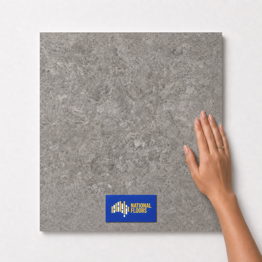 Khaki TM60 600x600 tile with hand scale and National Floors card
