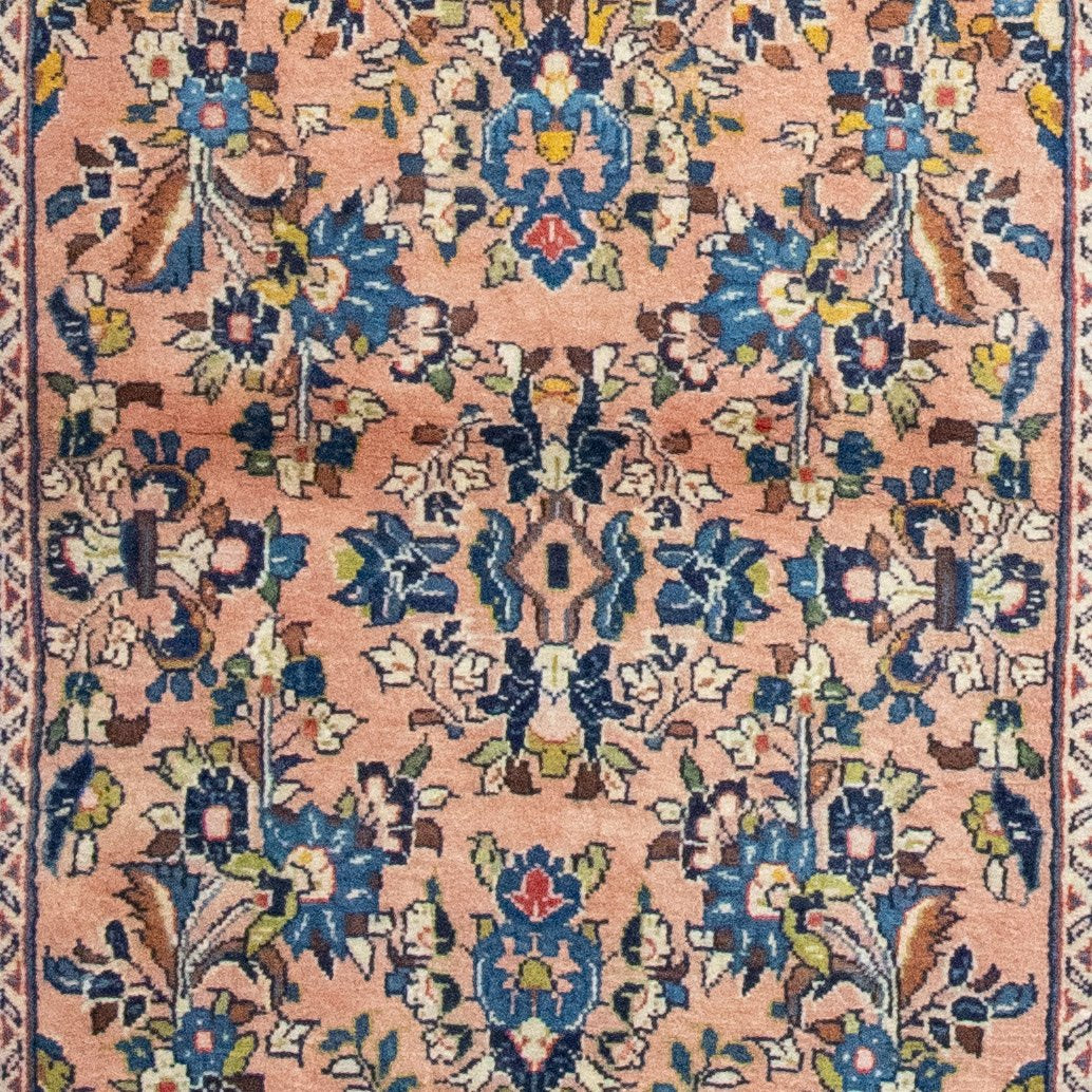 Sarouk Handmade Runner — 85 × 260 cm (Label 228) — close-up of the actual photographed pattern and weave.