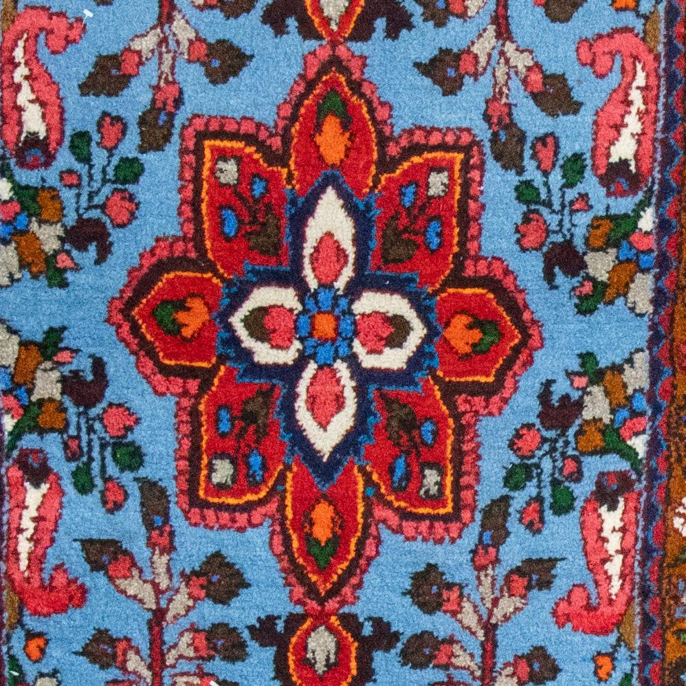 Hamadan Handmade Runner — 80 × 325 cm (Label 229) — close-up of the actual photographed pattern and weave.