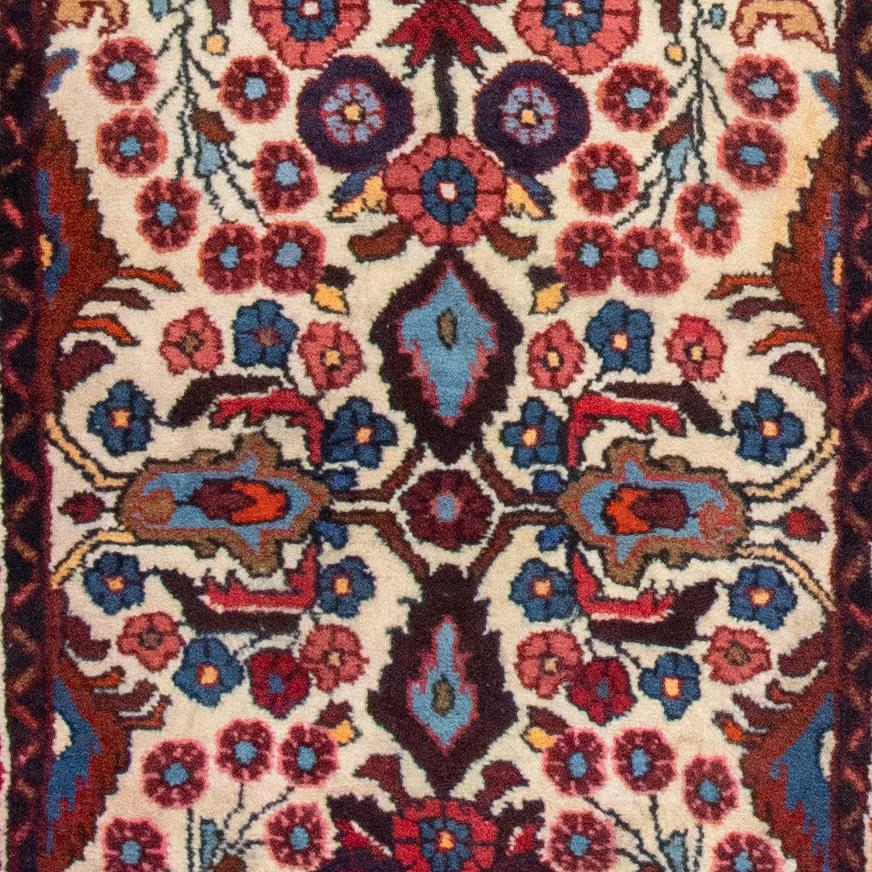 Hamadan Handmade Runner — 75 × 295 cm (Label 240) — close-up of the actual photographed pattern and weave.