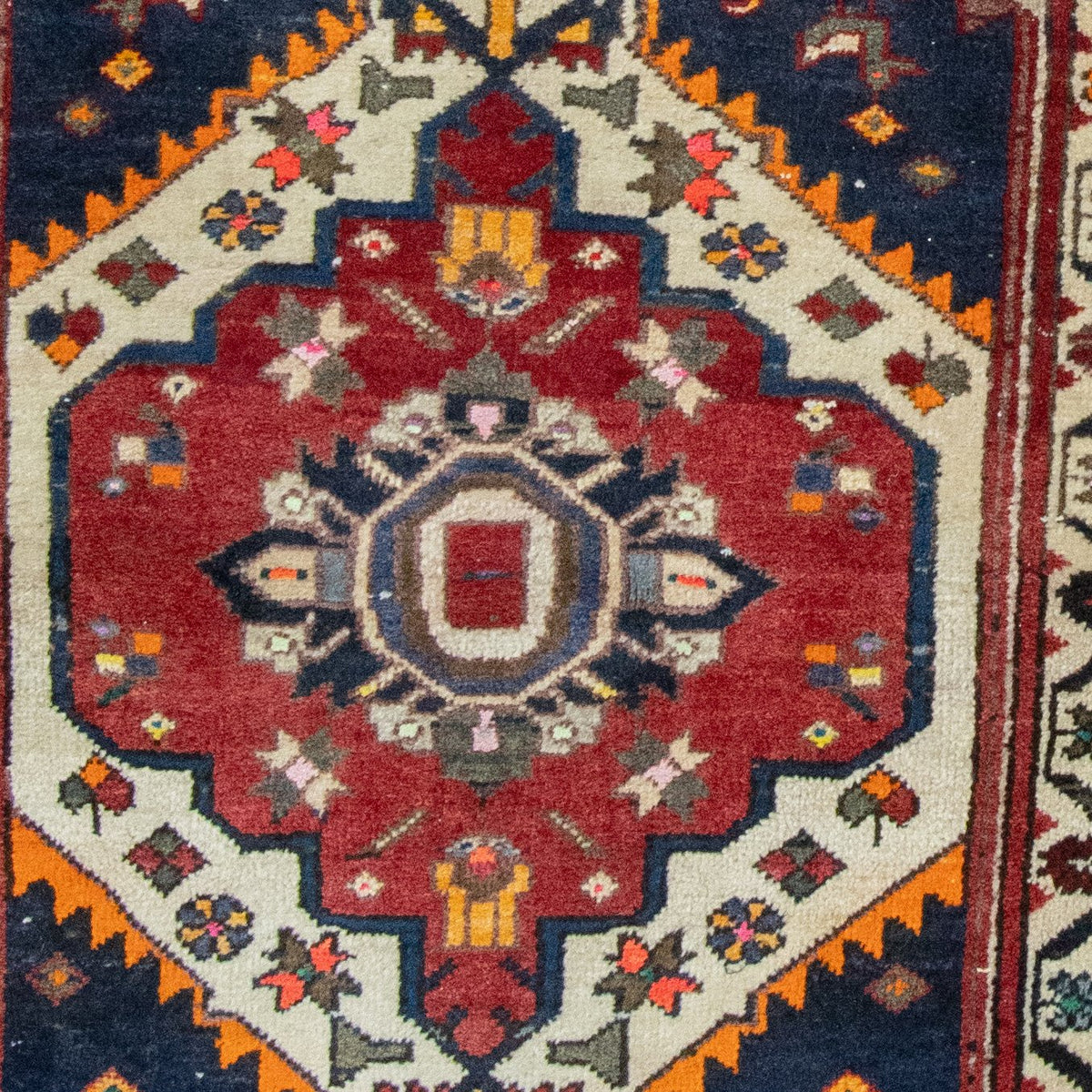 Baktiari Handmade Rug — 72 × 123 cm (Label 241) — close-up of the actual photographed pattern and weave.