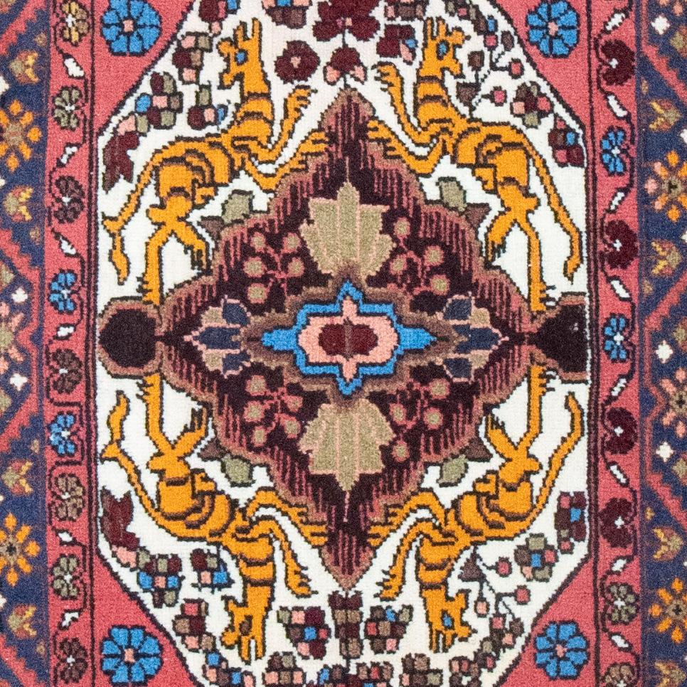 Qum Handmade Rug — 65 × 91 cm (Label 420) — close-up of the actual photographed pattern and weave.