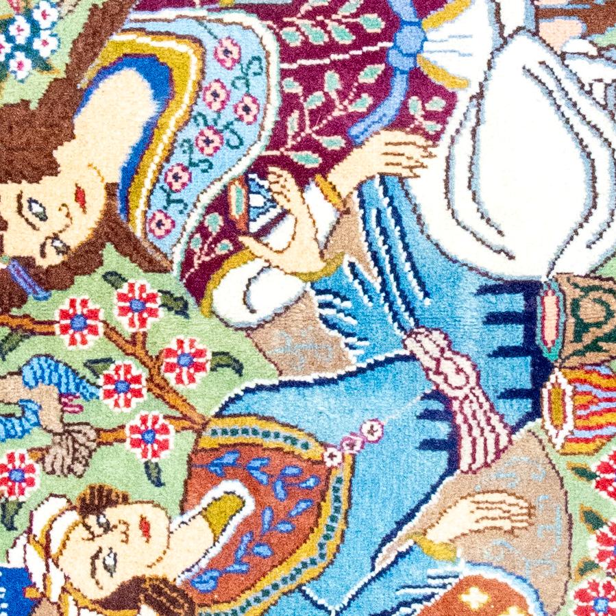 Tabriz Om.Ky Handmade Rug — 65 × 95 cm (Label 444) — close-up of the actual photographed pattern and weave.