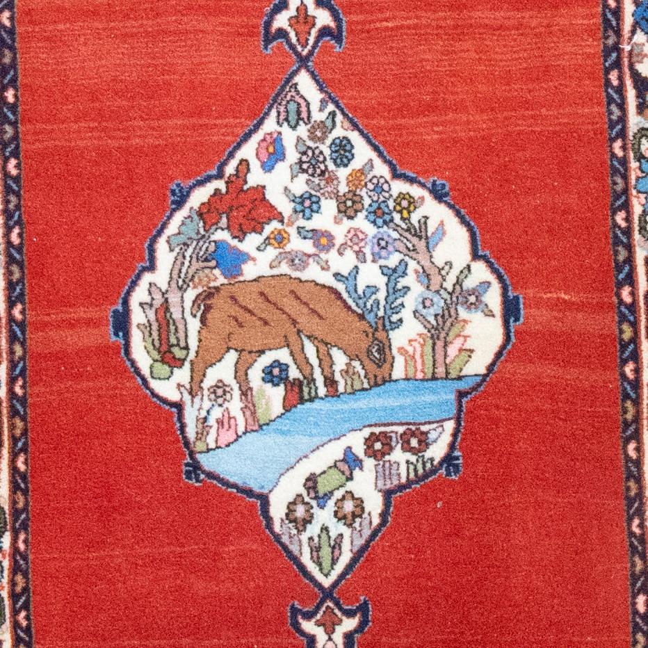 Qum Handmade Rug — 67 × 80 cm (Label 490) — close-up of the actual photographed pattern and weave.