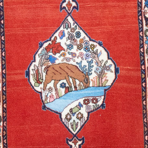 Qum Handmade Rug — 67 × 80 cm (Label 490) — close-up of the actual photographed pattern and weave.