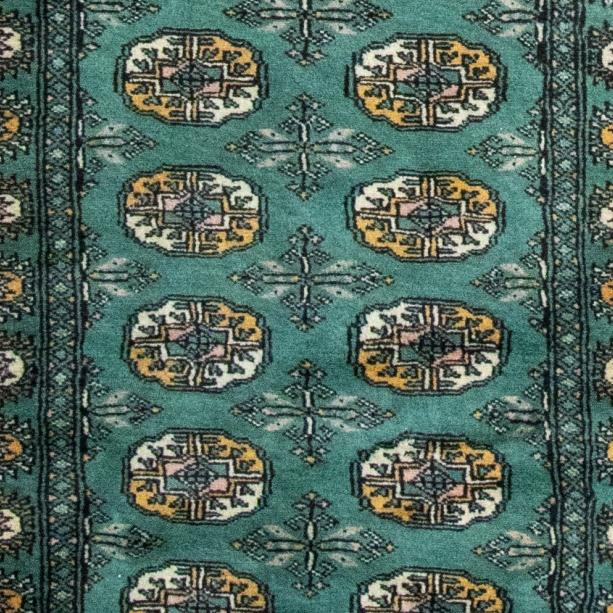 Queen Bukara Handmade Runner — 76 × 465 cm (Label 17893) — close-up of the actual photographed pattern and weave.