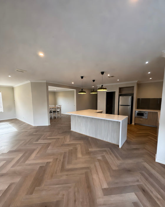 Wheat Herringbone 9mm Hybrid Flooring (HC22)