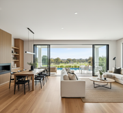 Warm Modern Australian style featuring VIC Ash colour hybrid Floorboard
