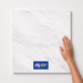 Arctic White Tiles Flooring (TM49) - hand scale and National Floors card