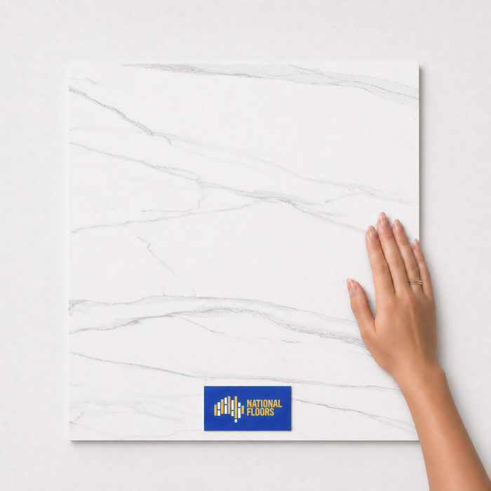 Bengal Veil 9.5mm Tiles Flooring (TK5) - hand scale and National Floors card