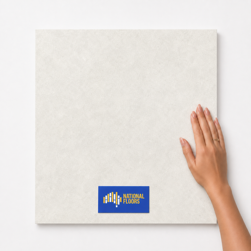 Cream White  Tiles Flooring (TM68) - hand scale and National Floors card