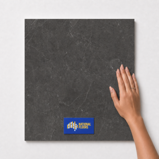 Deep Charcoal  Tiles Flooring (TM7) - hand scale and National Floors card