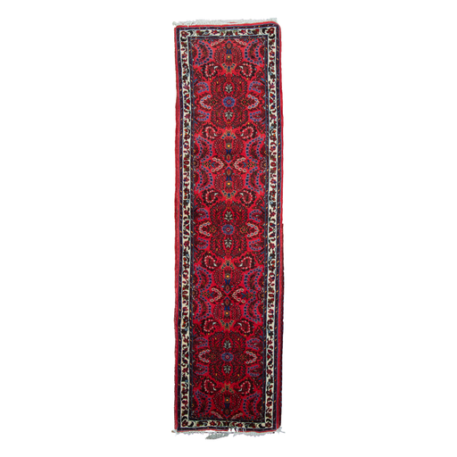 Hamadan Handmade Runner — 75 × 300 cm (Label 232) — complete rug, all edges visible.