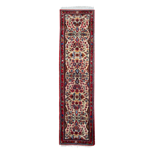 Hamadan Handmade Runner — 75 × 295 cm (Label 240) — complete rug, all edges visible.