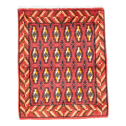 Turkoman 50r Handmade Rug — 63 × 78 cm (Label 482) — complete rug, all edges visible.