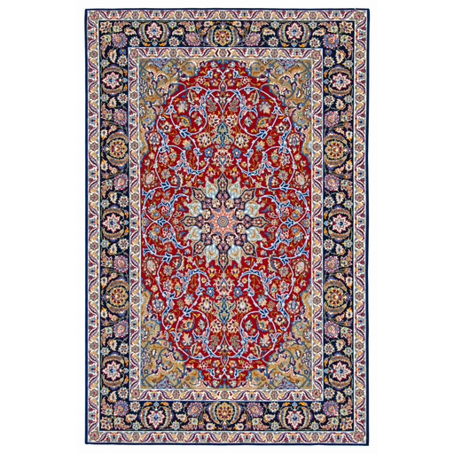 Isfahan 60r (Silk) Handmade Rug — 113 × 170 cm (Label 103) — complete rug on a square white canvas, including every edge and fringe, from its refreshed studio visualisation.