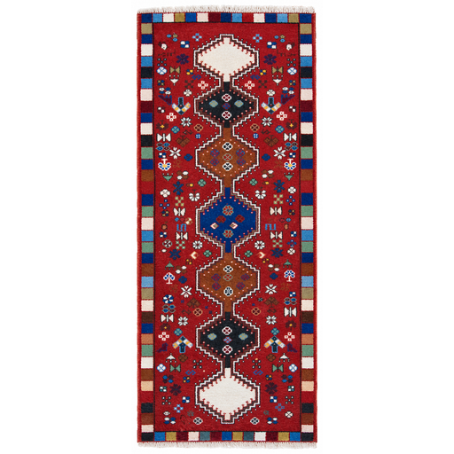 Gashgai Handmade Runner — 73 × 185 cm (Label 116) — complete rug on a square white canvas, including every edge and fringe, from its refreshed studio visualisation.