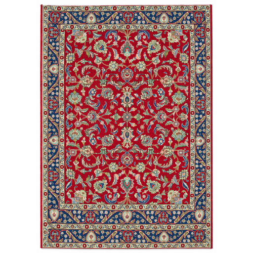 Tabriz Handmade Rug — 256 × 358 cm (Label 16) — complete rug on a square white canvas, including every edge and fringe, from its refreshed studio visualisation.