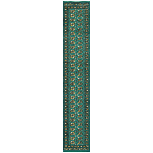 Queen Bukara Handmade Runner — 76 × 465 cm (Label 17893) — complete rug from its refreshed studio visualisation, all visible edges included.