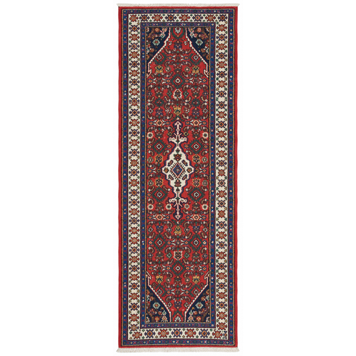 Hussanabad Handmade Runner — 104 × 280 cm (Label 180) — complete rug on a square white canvas, including every edge and fringe, from its refreshed studio visualisation.