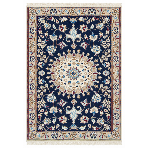 Nain Handmade Rug — 90 × 130 cm (Label 204) — complete rug on a square white canvas, including every edge and fringe, from its refreshed studio visualisation.
