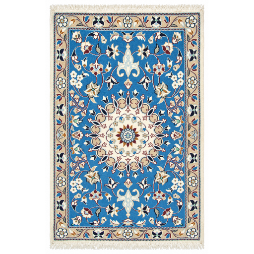 Nain Handmade Rug — 90 × 140 cm (Label 205) — complete rug on a square white canvas, including every edge and fringe, from its refreshed studio visualisation.