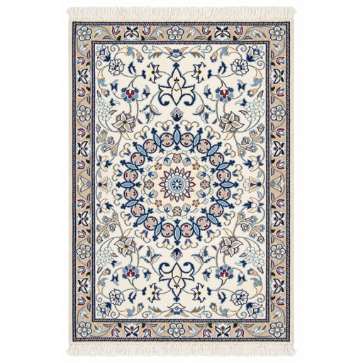 Nain Handmade Rug — 89 × 132 cm (Label 206) — complete rug on a square white canvas, including every edge and fringe, from its refreshed studio visualisation.