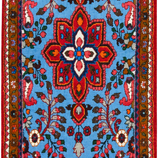 Hamadan Handmade Runner — 80 × 325 cm (Label 229) — close crop from its refreshed studio visualisation.