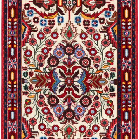 Hamadan Handmade Runner — 78 × 385 cm (Label 235) — close crop from its refreshed studio visualisation.