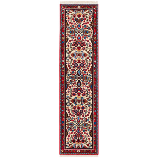 Hamadan Handmade Runner — 75 × 295 cm (Label 240) — complete rug on a square white canvas, including every edge and fringe, from its refreshed studio visualisation.