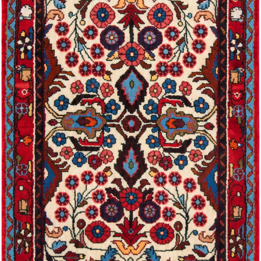 Hamadan Handmade Runner — 75 × 295 cm (Label 240) — close crop from its refreshed studio visualisation.