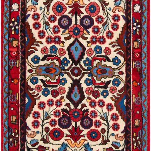 Hamadan Handmade Runner — 75 × 295 cm (Label 240) — close crop from its refreshed studio visualisation.