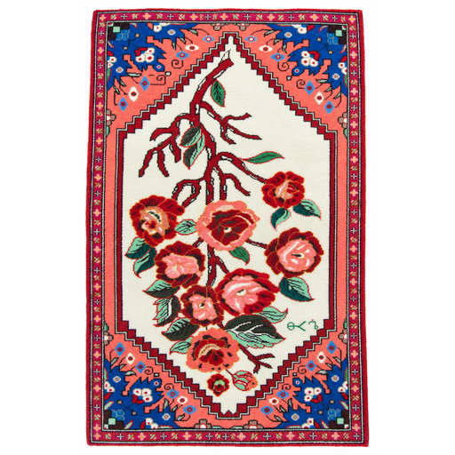 Hamadan Handmade Rug — 78 × 120 cm (Label 267) — complete rug on a square white canvas, including every edge and fringe, from its refreshed studio visualisation.