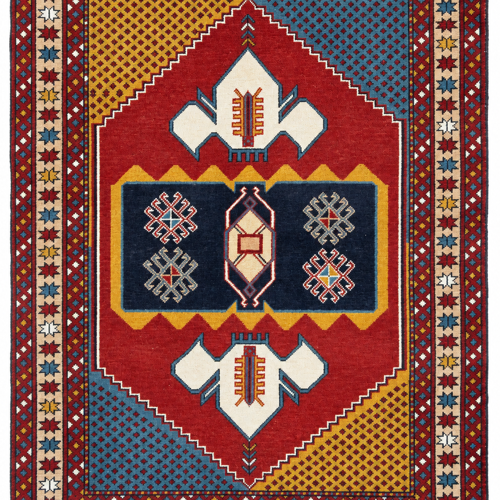 Gouchan Handmade Rug — 125 × 172 cm (Label 29) — close crop from its refreshed studio visualisation.