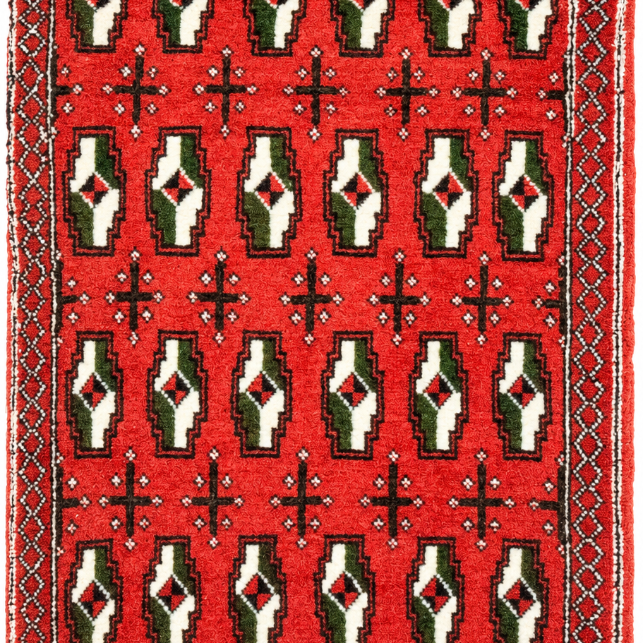 Turkoman Handmade Rug — 40 × 60 cm (Label 345) — close crop from its refreshed studio visualisation.