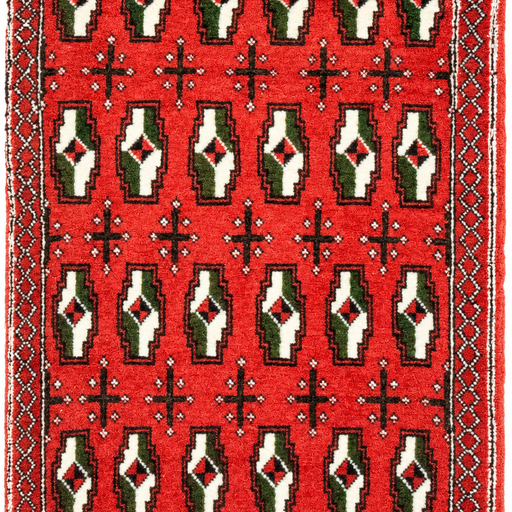Turkoman Handmade Rug — 40 × 60 cm (Label 345) — close crop from its refreshed studio visualisation.