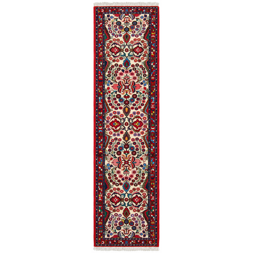 Hamadan Handmade Runner — 75 × 290 cm (Label 380) — complete rug on a square white canvas, including every edge and fringe, from its refreshed studio visualisation.