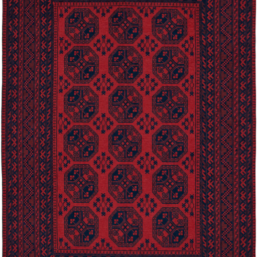 Turkoman Handmade Rug — 196 × 280 cm (Label 396) — close crop from its refreshed studio visualisation.