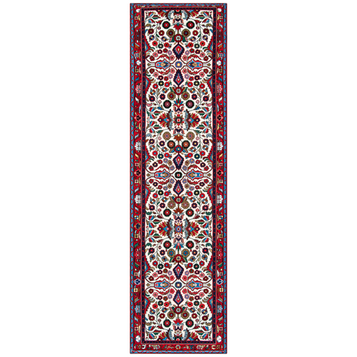 Hamadan Handmade Runner — 80 × 295 cm (Label 398) — complete rug on a square white canvas, including every edge and fringe, from its refreshed studio visualisation.