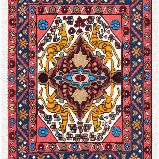 Qum Handmade Rug — 65 × 91 cm (Label 420) — close crop from its refreshed studio visualisation.