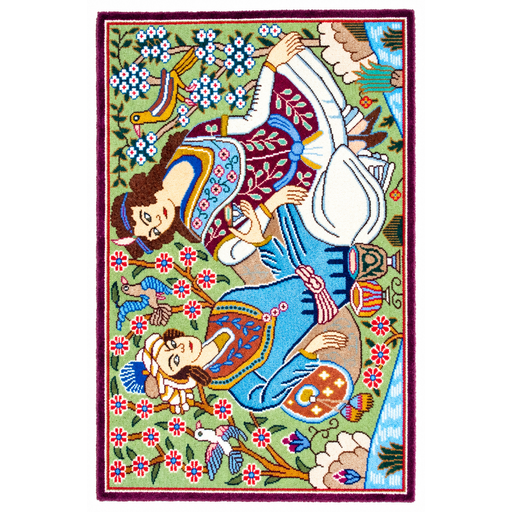 Tabriz Om.Ky Handmade Rug — 65 × 95 cm (Label 444) — complete rug from its refreshed studio visualisation, all visible edges included.