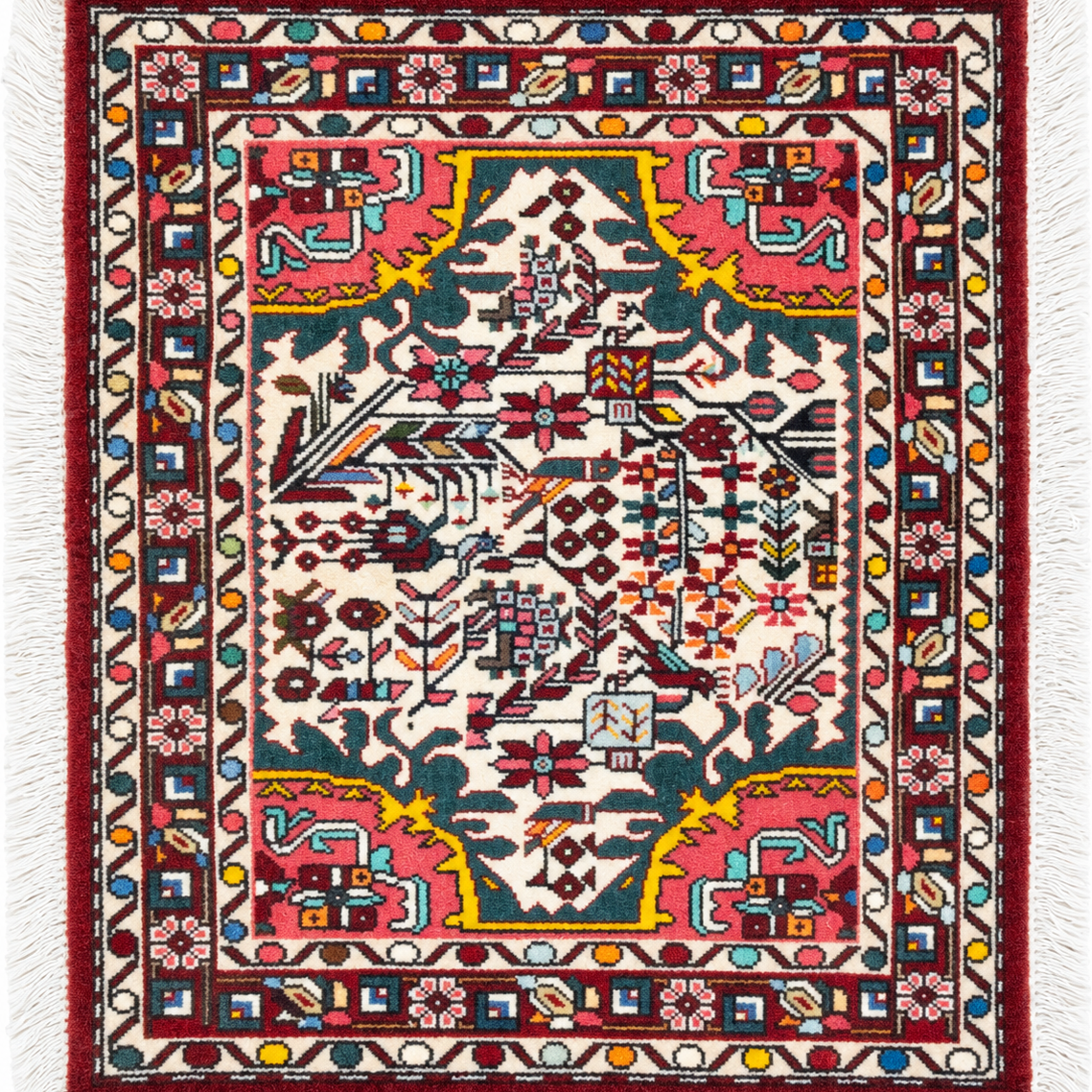Hussanabad Handmade Rug — 60 × 70 cm (Label 455) — close crop from its refreshed studio visualisation.