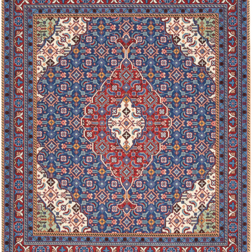 Qum Handmade Rug — 75 × 85 cm (Label 459) — close crop from its refreshed studio visualisation.