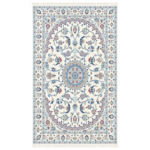 Nain 9l Handmade Rug — 128 × 210 cm (Label 460) — complete rug on a square white canvas, including every edge and fringe, from its refreshed studio visualisation.