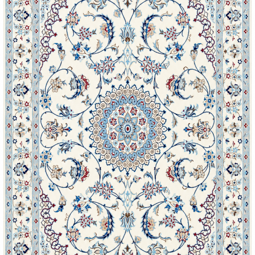 Nain 9l Handmade Rug — 128 × 210 cm (Label 460) — close crop from its refreshed studio visualisation.